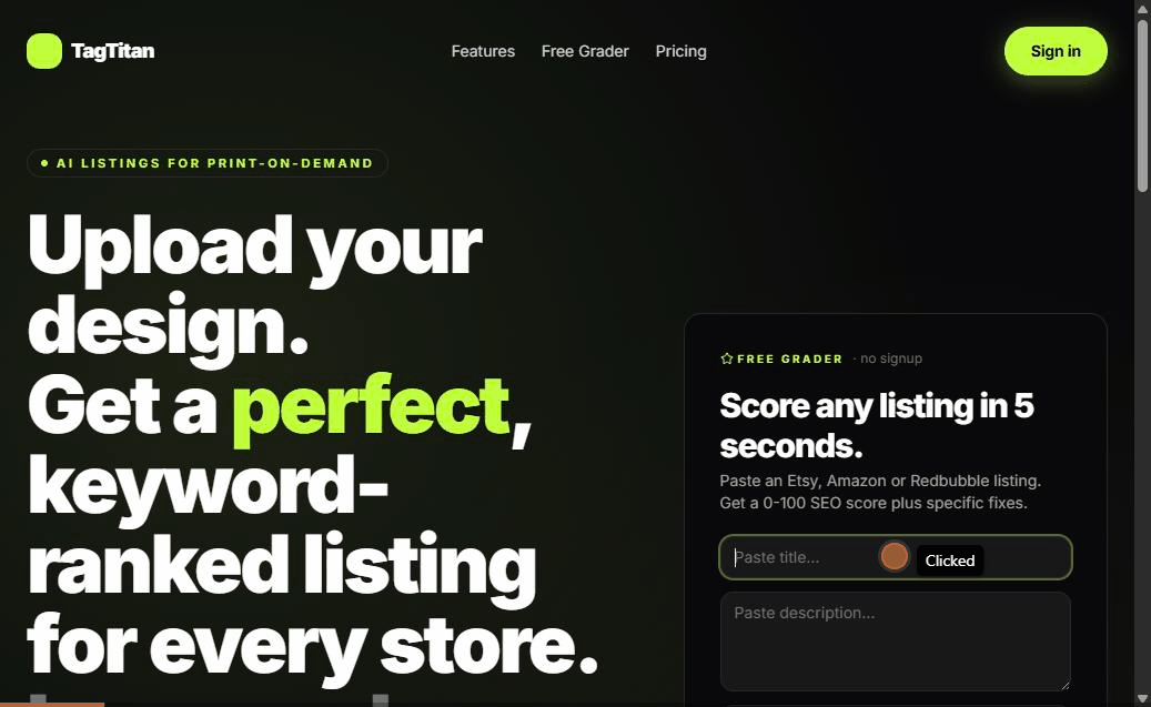 TagTitan turning a product image into a full listing